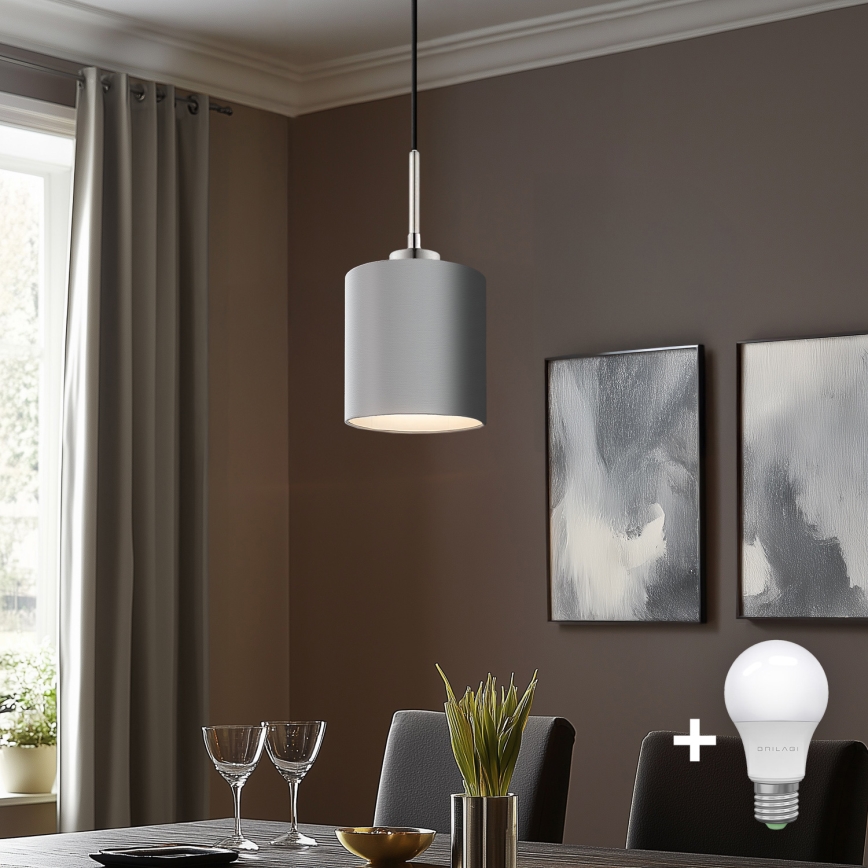 Eglo - LED Lustra ar auklu TUNJA 1xE27/60W/230V pelēka
