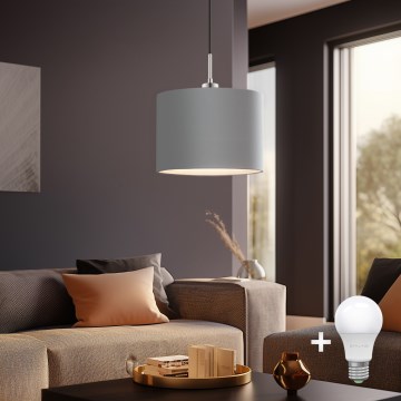 Eglo - LED Lustra ar auklu TUNJA 1xE27/60W/230V pelēka