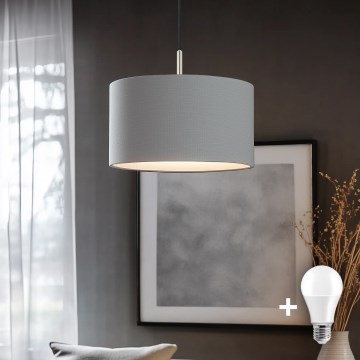 Eglo - LED Lustra ar auklu TUNJA 1xE27/60W/230V pelēka