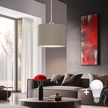 Eglo - LED Lustra ar auklu TUNJA 1xE27/60W/230V taupe