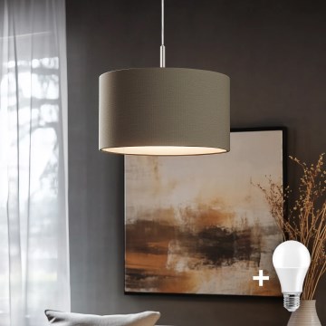 Eglo - LED Lustra ar auklu TUNJA 1xE27/60W/230V taupe
