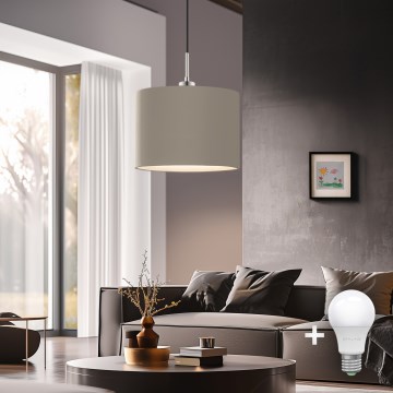 Eglo - LED Lustra ar auklu TUNJA 1xE27/60W/230V taupe