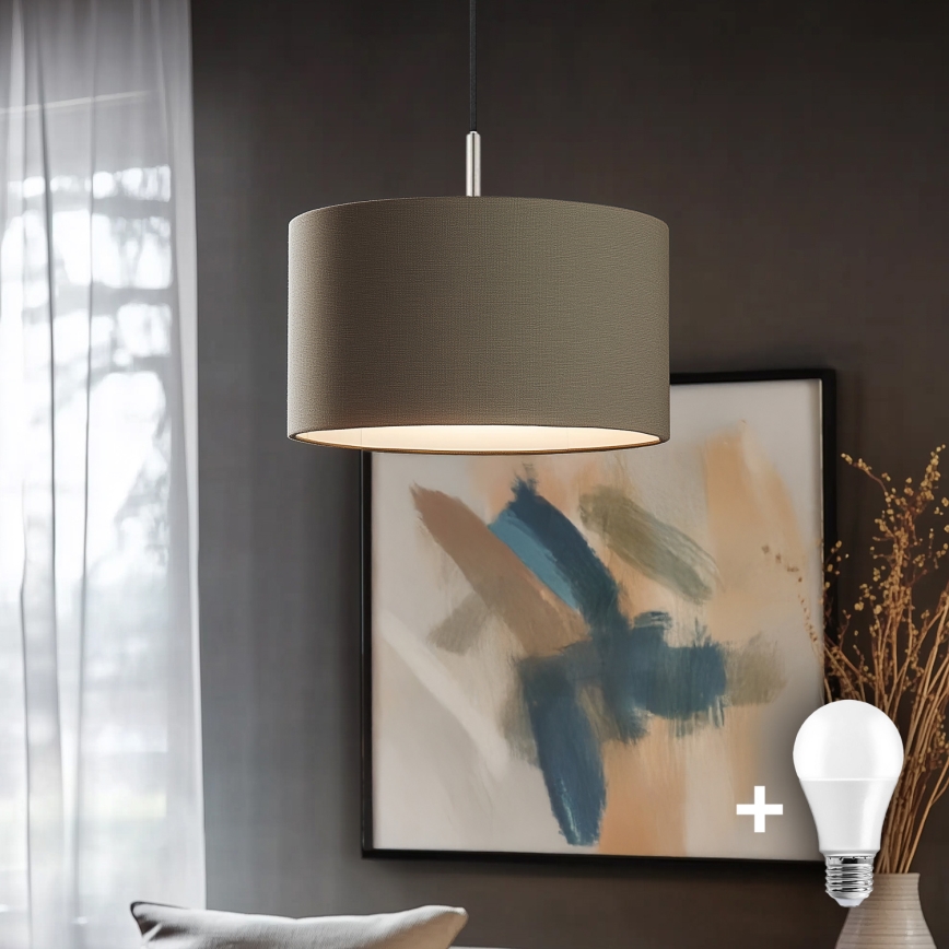 Eglo - LED Lustra ar auklu TUNJA 1xE27/60W/230V taupe