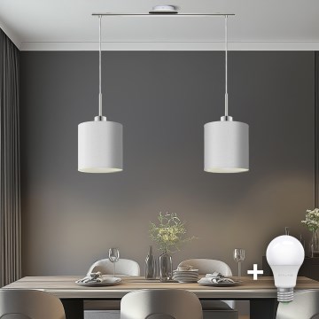 Eglo - LED Lustra ar auklu TUNJA 2xE27/60W/230V balta