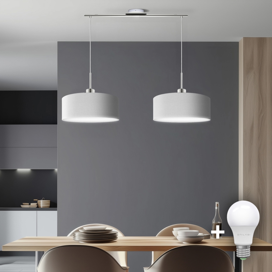 Eglo - LED Lustra ar auklu TUNJA 2xE27/60W/230V balta