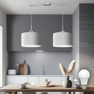 Eglo - LED Lustra ar auklu TUNJA 2xE27/60W/230V balta