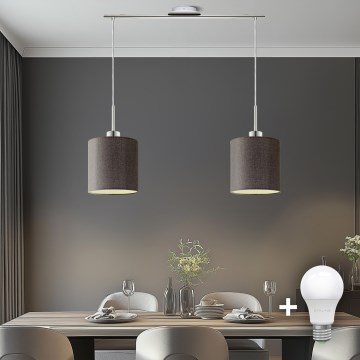 Eglo - LED Lustra ar auklu TUNJA 2xE27/60W/230V brūna