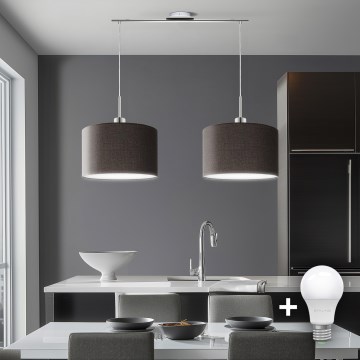 Eglo - LED Lustra ar auklu TUNJA 2xE27/60W/230V brūna