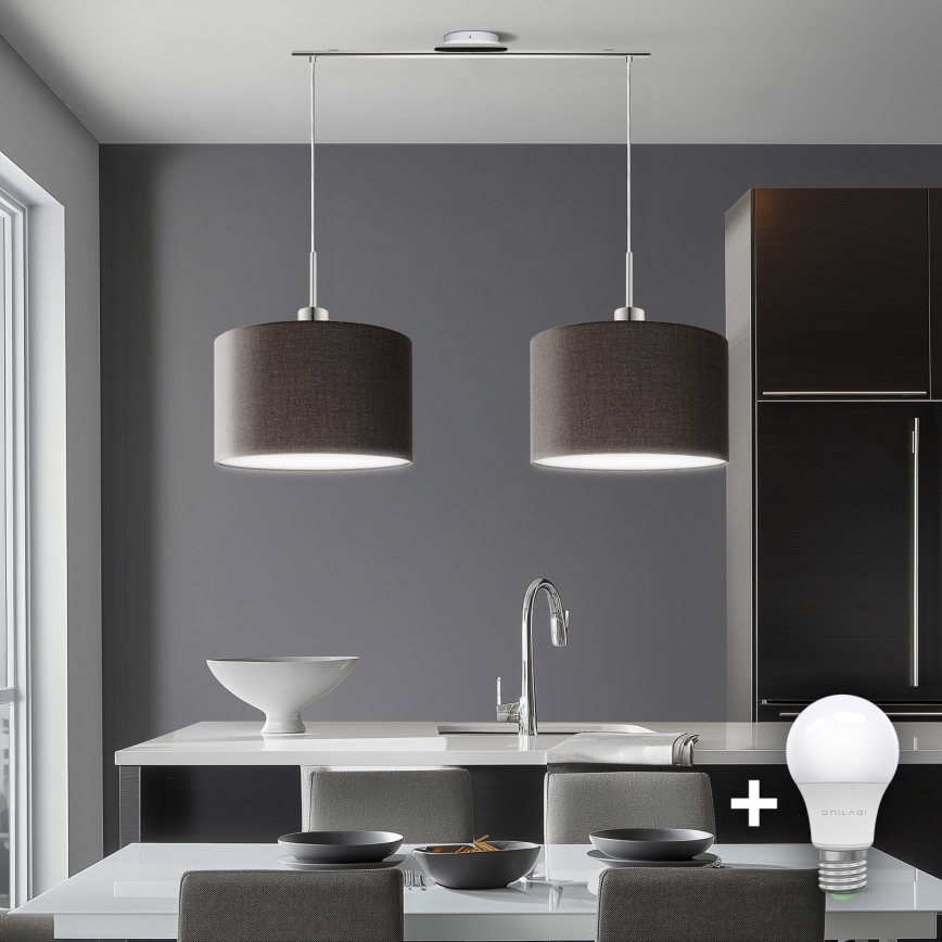 Eglo - LED Lustra ar auklu TUNJA 2xE27/60W/230V brūna
