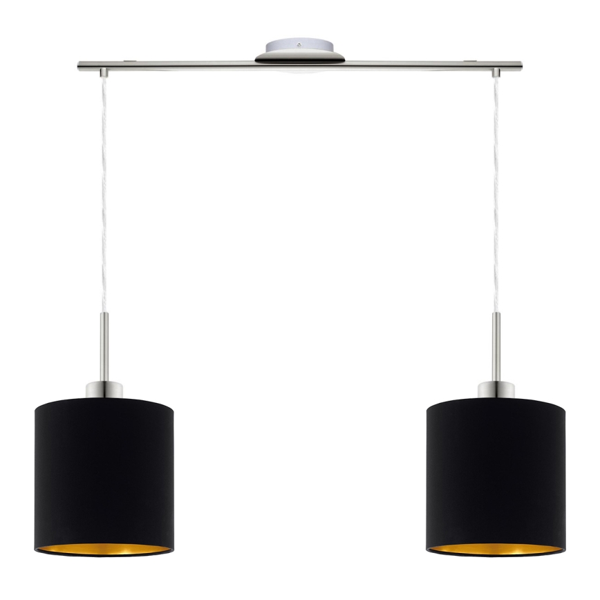 Eglo - LED Lustra ar auklu TUNJA 2xE27/60W/230V melna