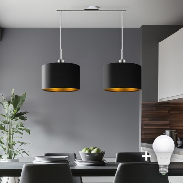 Eglo - LED Lustra ar auklu TUNJA 2xE27/60W/230V melna