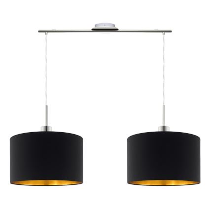 Eglo - LED Lustra ar auklu TUNJA 2xE27/60W/230V melna