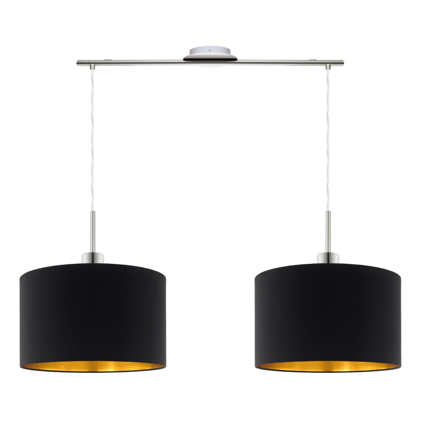 Eglo - LED Lustra ar auklu TUNJA 2xE27/60W/230V melna