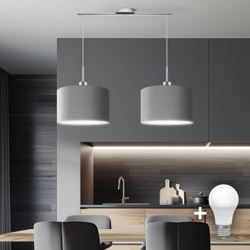 Eglo - LED Lustra ar auklu TUNJA 2xE27/60W/230V pelēka