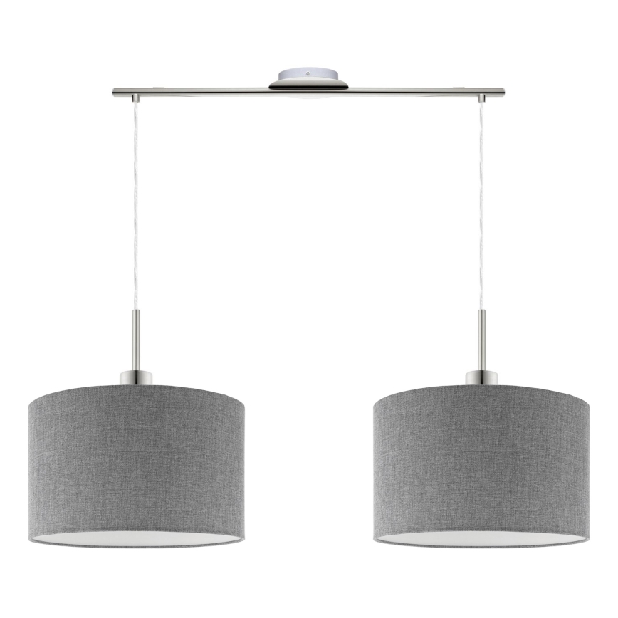 Eglo - LED Lustra ar auklu TUNJA 2xE27/60W/230V pelēka
