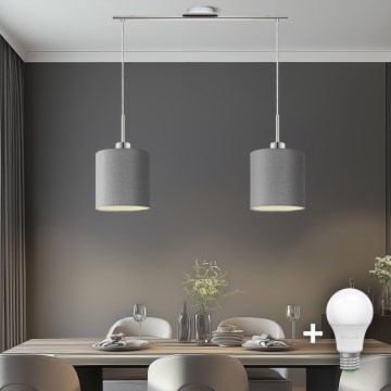 Eglo - LED Lustra ar auklu TUNJA 2xE27/60W/230V pelēka