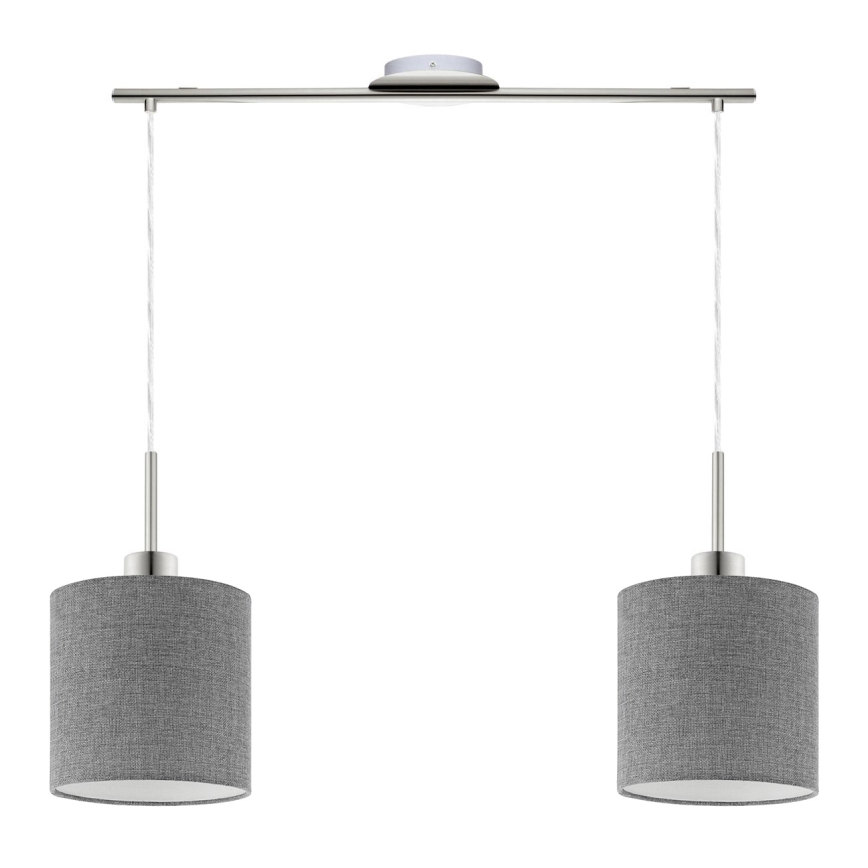 Eglo - LED Lustra ar auklu TUNJA 2xE27/60W/230V pelēka