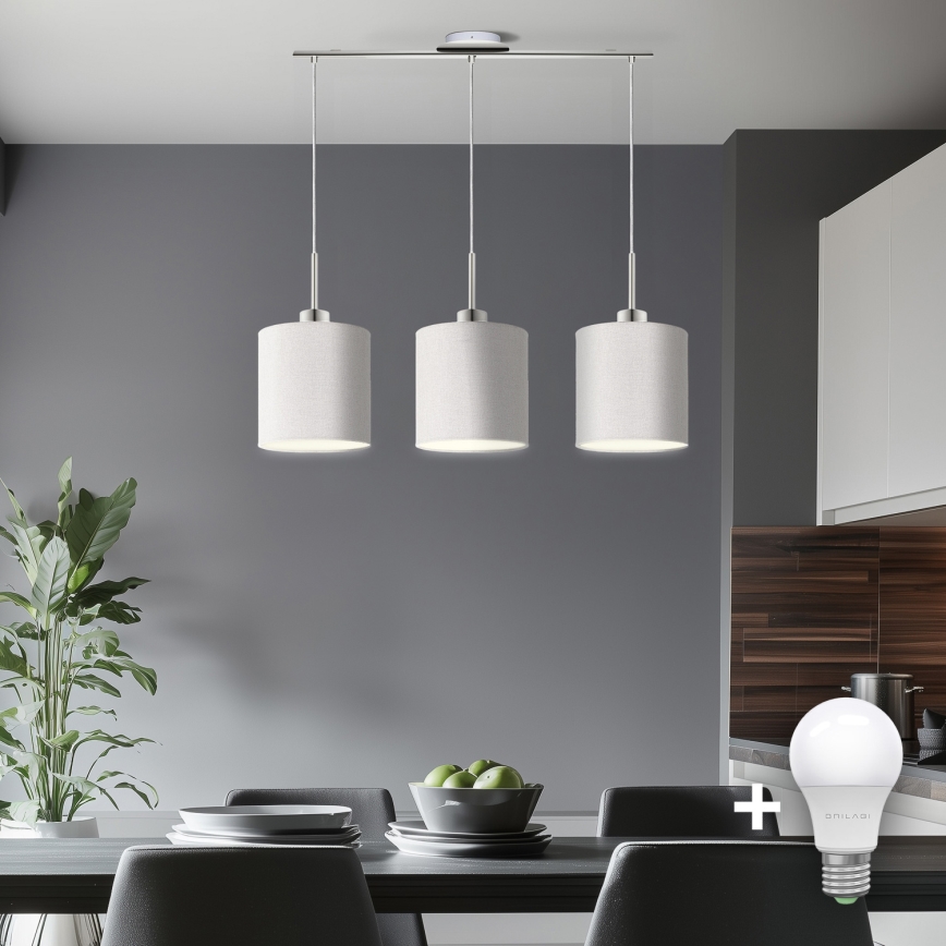 Eglo - LED Lustra ar auklu TUNJA 3xE27/60W/230V balta