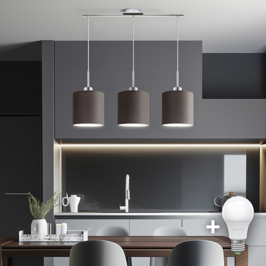 Eglo - LED  Lustra ar auklu TUNJA 3xE27/60W/230V brūna