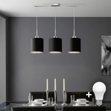 Eglo - LED  Lustra ar auklu TUNJA 3xE27/60W/230V melna