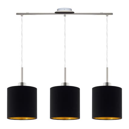 Eglo - LED  Lustra ar auklu TUNJA 3xE27/60W/230V melna