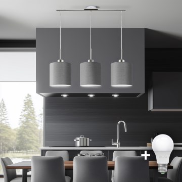 Eglo - LED Lustra ar auklu TUNJA 3xE27/60W/230V pelēka
