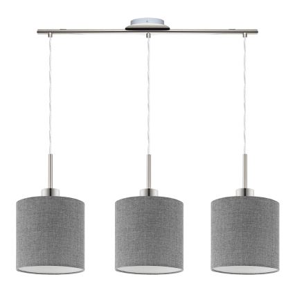 Eglo - LED Lustra ar auklu TUNJA 3xE27/60W/230V pelēka