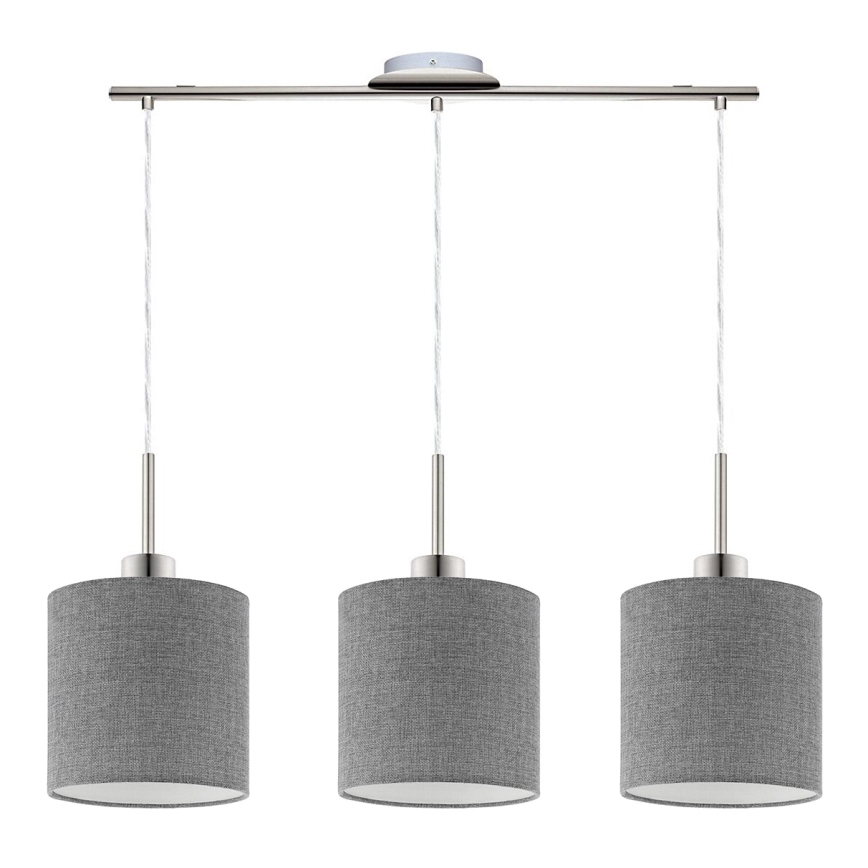 Eglo - LED Lustra ar auklu TUNJA 3xE27/60W/230V pelēka