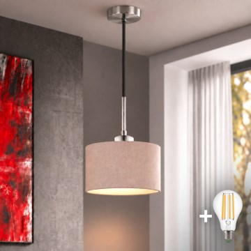 Eglo - LED lustra uz kabeļa TUNJA 1xE27/60W/230V Ø 20 cm bēšs/melns