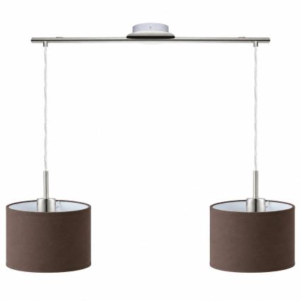 Eglo - LED lustra uz troses TUNJA 2xE27/60W/230V matēts hroms/brūna
