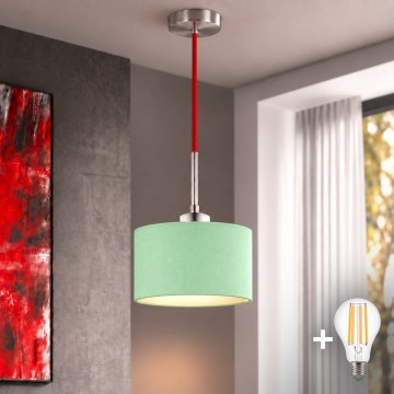 Eglo - LED piekaramā lampa uz vada TUNJA 1xE27/60W/230V Ø 20 cm zaļa/sarkana