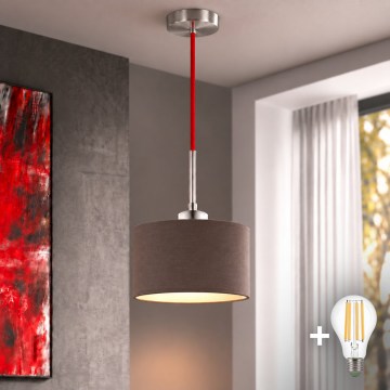 Eglo - LED piekaramā lustra uz troses TUNJA 1xE27/60W/230V Ø 20 cm brūna/sarkana