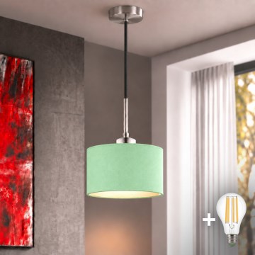 Eglo - LED piekaramā lustra uz troses TUNJA 1xE27/60W/230V Ø 20 cm zaļa/melna