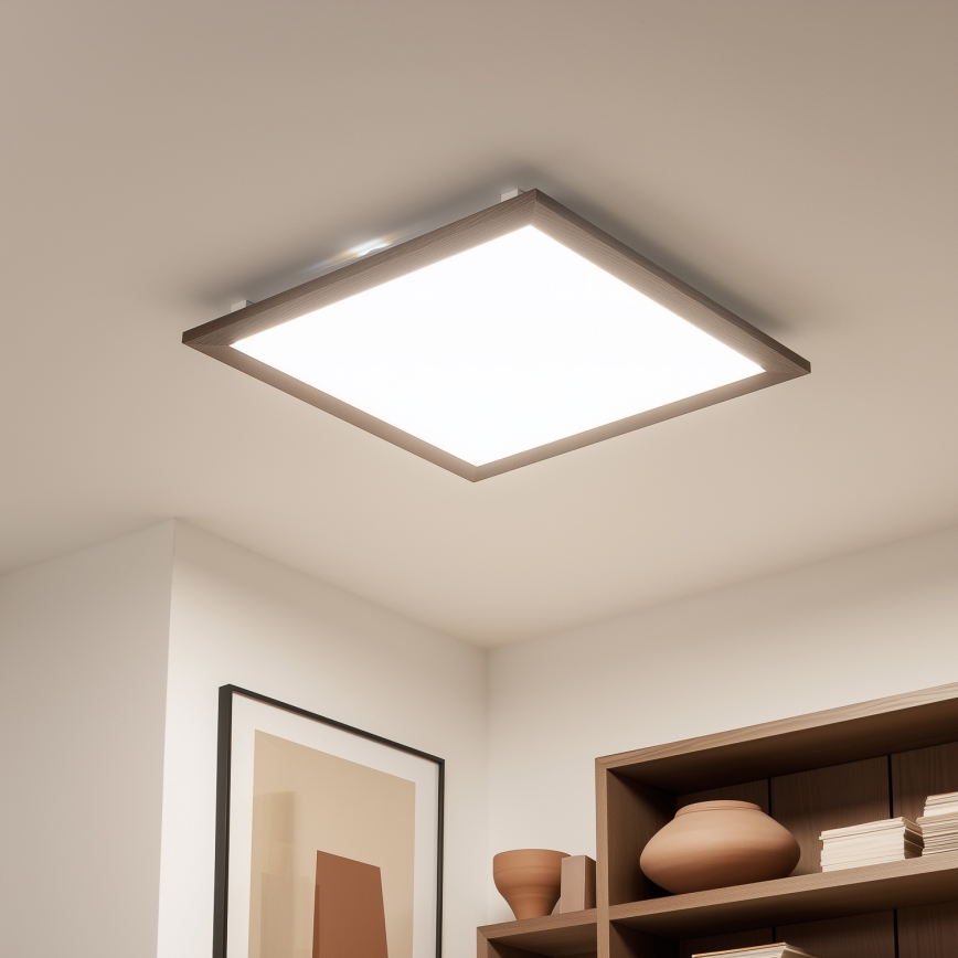 Eglo - LED RGB Aptumšojams virsapmetuma panelis SALOBRENA-C WOOD LED/30,5W/230V 2700-6500K 64x64 cm tumši brūna + tālvadības pults