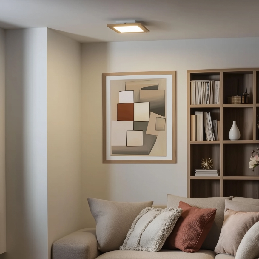 Eglo - LED RGBW regulējams virsmas panelis SALOBRENA-C WOOD LED/16W/230V 2700-6500K 34x34 cm brūns + tālvadības pults