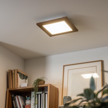 Eglo - LED RGBW Aptumšojams virsapmetuma panelis SALOBRENA-C WOOD LED/16W/230V 2700-6500K 34x34 cm brūna + tālvadības pults