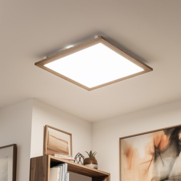 Eglo - LED RGBW Aptumšojams virsapmetuma panelis SALOBRENA-C WOOD LED/34W/230V 2700-6500K 64x64 cm brūna + tālvadības pults