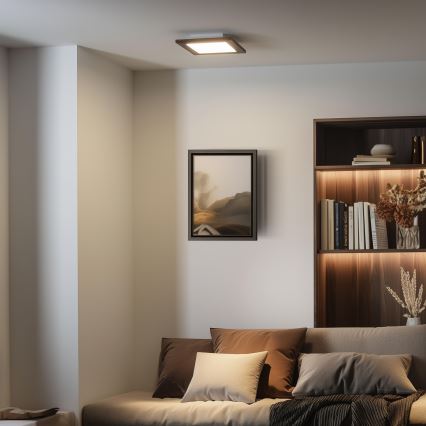 Eglo - LED RGBW dimmējams virsmas panelis SALOBRENA-C WOOD LED/16W/230V 2700-6500K 34x34 cm tumši brūna + ar tālvadības pulti