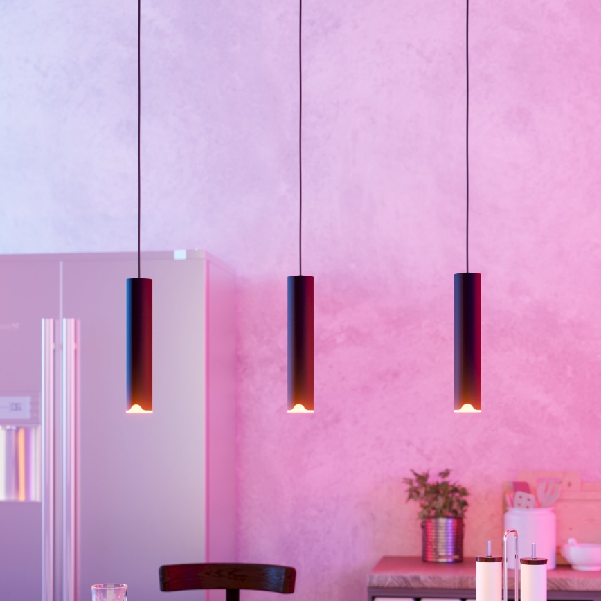 Eglo - LED RGBW Aptumšojuma lustra ar auklu 3xLED/3,7W/230V 2700-6500K melna