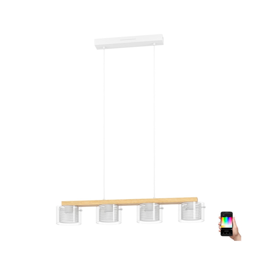 Eglo - LED RGBW Aptumšojuma lustra ar auklu 4xLED/3,7W/230V 2700-6500K