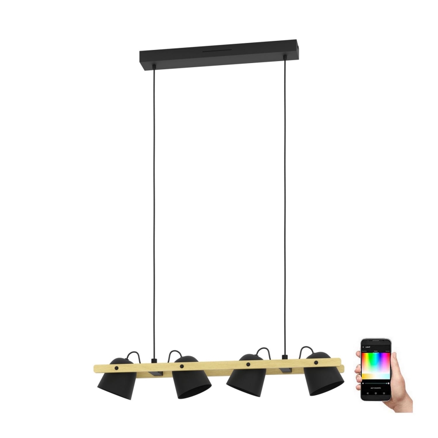 Eglo - LED RGBW Aptumšojuma lustra ar auklu 4xLED/3,7W/230V 2700-6500K