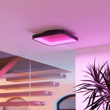 Eglo - LED RGBW griestu gaismeklis ar regulējamu spilgtumu LED/20W/230V 2700-6500K 35x35 cm melns