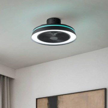 Eglo - LED RGBW regulējams griestu ventilators 3xLED/8,5W/230V+LED/6W 2700-6500K Ø 48 cm melns + tālvadības pults