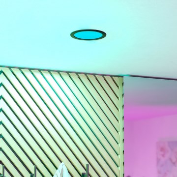 Eglo - LED RGBW vannasistabas iebūvējamais griestu gaismeklis ar regulējamu spilgtumu LED/9,5W/230V 2700-6500K Ø 16,8 cm IP44 melns