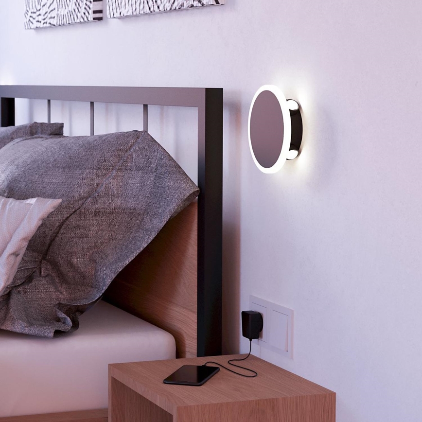 Eglo - LED Sienas lampa LED/12W/230V 3000K d. 17 cm melna