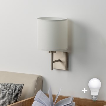 Eglo - LED Sienas lampa TUNJA 1xE27/60W/230V matēts hroms/balta