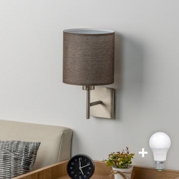 Eglo - LED Sienas lampa TUNJA 1xE27/60W/230V matēts hroms/brūna