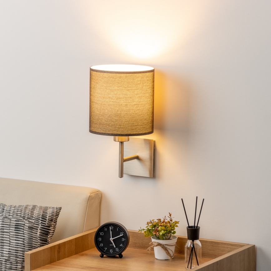 Eglo - LED Sienas lampa TUNJA 1xE27/60W/230V matēts hroms/brūna