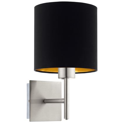 Eglo - LED Sienas lampa TUNJA 1xE27/60W/230V matēts hroms/melna
