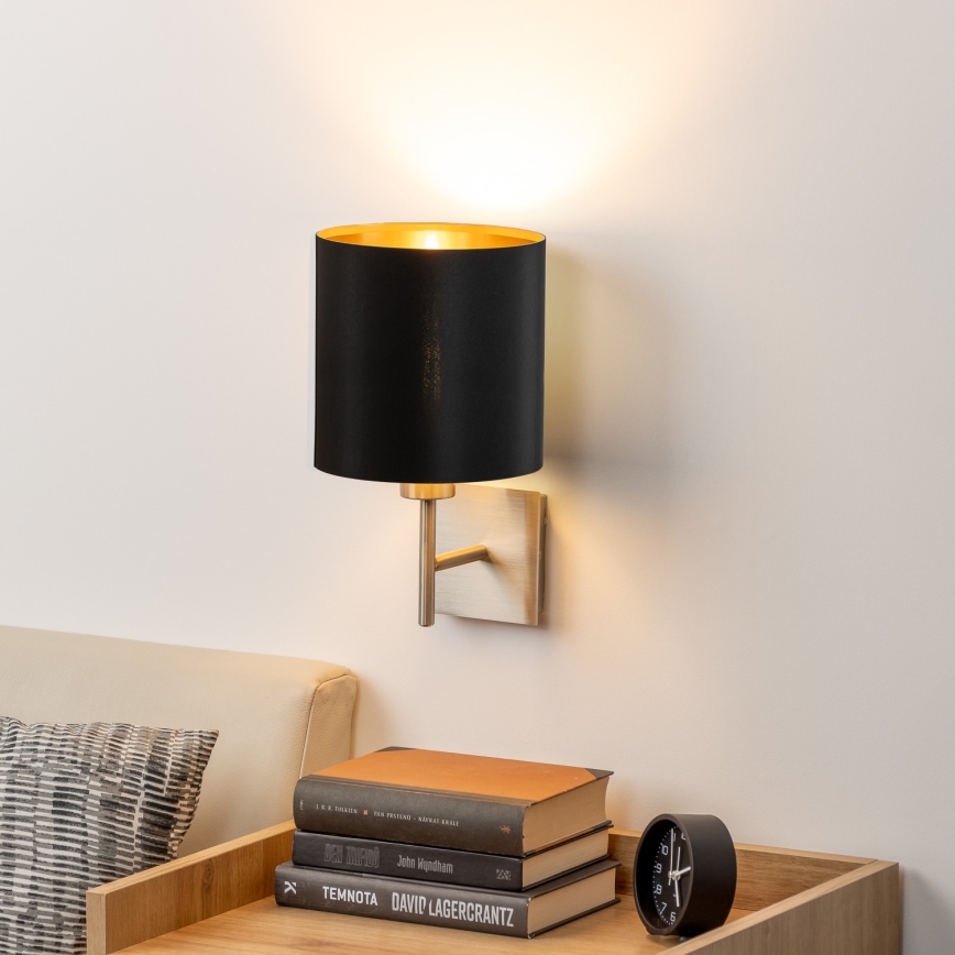 Eglo - LED Sienas lampa TUNJA 1xE27/60W/230V matēts hroms/melna